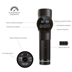 PISTOLET DO MASAŻU MOCNY MASAŻER DO PLECÓW CIAŁA MASSAGE GUN 100W + 8 KOŃCÓWEK RP08