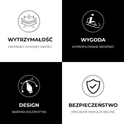 SANKI DZIECIĘCE Z HAMULCEM ŚLIZG PLASTIKOWY SKIPPER CZERWONE