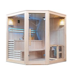 SAUNA FIŃSKA WYSOKOTEMPERATUROWA Z PIECEM BODO7/HARVIA 8KW 5-6 OSOBOWA 180x180 CM
