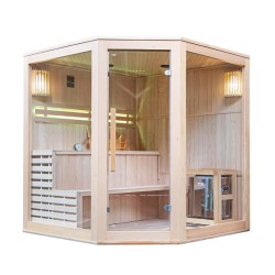 SAUNA FIŃSKA WYSOKOTEMPERATUROWA Z PIECEM BODO7/HARVIA 8KW 5-6 OSOBOWA 180x180 CM