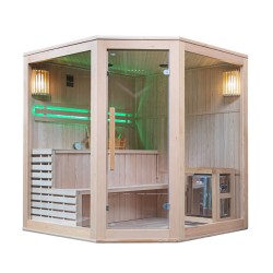 SAUNA FIŃSKA WYSOKOTEMPERATUROWA Z PIECEM BODO7/HARVIA 8KW 5-6 OSOBOWA 180x180 CM