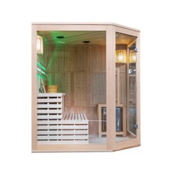 SAUNA FIŃSKA WYSOKOTEMPERATUROWA Z PIECEM BODO7/HARVIA 8KW 5-6 OSOBOWA 180x180 CM