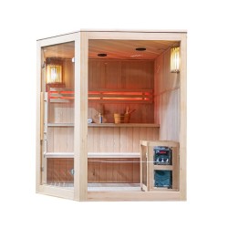 SAUNA FIŃSKA WYSOKOTEMPERATUROWA Z PIECEM BODO7/HARVIA 8KW 5-6 OSOBOWA 180x180 CM