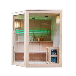 SAUNA FIŃSKA WYSOKOTEMPERATUROWA Z PIECEM BODO7/HARVIA 8KW 5-6 OSOBOWA 180x180 CM