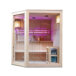 SAUNA FIŃSKA WYSOKOTEMPERATUROWA Z PIECEM BODO7/HARVIA 8KW 5-6 OSOBOWA 180x180 CM
