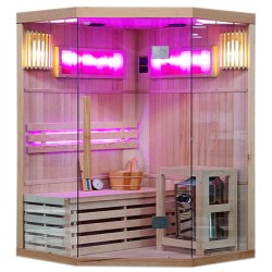 SAUNA FIŃSKA WYSOKOTEMPERATUROWA Z PIECEM KEMI2/HARVIA 3,5KW 1-2 OSOBOWA 120x120 CM