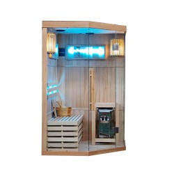 SAUNA FIŃSKA WYSOKOTEMPERATUROWA Z PIECEM KEMI2/HARVIA 3,5KW 1-2 OSOBOWA 120x120 CM