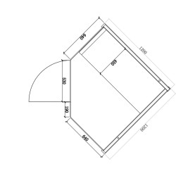 SAUNA FIŃSKA WYSOKOTEMPERATUROWA Z PIECEM KEMI2/HARVIA 3,5KW 1-2 OSOBOWA 120x120 CM