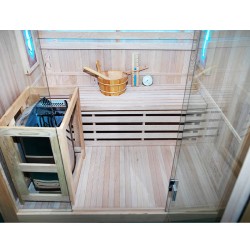 SAUNA FIŃSKA WYSOKOTEMPERATUROWA Z PIECEM KEMI3/HARVIA 4,5KW 3-4 OSOBOWA 150x120 CM