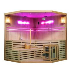 SAUNA FIŃSKA WYSOKOTEMPERATUROWA Z PIECEM KEMI6/HARVIA 8KW 5-6 OSOBOWA 200x200 CM