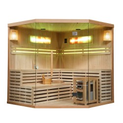 SAUNA FIŃSKA WYSOKOTEMPERATUROWA Z PIECEM KEMI6/HARVIA 8KW 5-6 OSOBOWA 200x200 CM