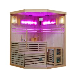 SAUNA FIŃSKA WYSOKOTEMPERATUROWA Z PIECEM KEMI7/HARVIA 8KW 5-6 OSOBOWA 180x180 CM