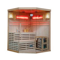 SAUNA FIŃSKA WYSOKOTEMPERATUROWA Z PIECEM KEMI7/HARVIA 8KW 5-6 OSOBOWA 180x180 CM