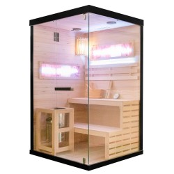 SAUNA FIŃSKA WYSOKOTEMPERATUROWA Z PIECEM LARK1/HARVIA 3,5KW 1-2 OSOBOWA 120x120 CM
