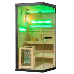 SAUNA FIŃSKA WYSOKOTEMPERATUROWA Z PIECEM LARK1/HARVIA 3,5KW 1-2 OSOBOWA 120x120 CM