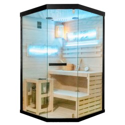 SAUNA FIŃSKA WYSOKOTEMPERATUROWA Z PIECEM LARK2/HARVIA 3,5KW 1-2 OSOBOWA 120x120 CM