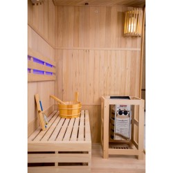 SAUNA FIŃSKA WYSOKOTEMPERATUROWA Z PIECEM OSLO2/HARVIA 3,5KW 1-2 OSOBOWA 120x120 CM