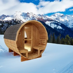 SAUNA OGRODOWA FIŃSKA BECZKA Z PIECEM ASKER 4-6 OSOBOWA 210x240 CM