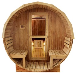 SAUNA OGRODOWA FIŃSKA BECZKA Z PIECEM ASKER 4-6 OSOBOWA 210x240 CM