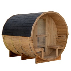 SAUNA OGRODOWA FIŃSKA BECZKA Z PIECEM ASKER 4-6 OSOBOWA 210x240 CM