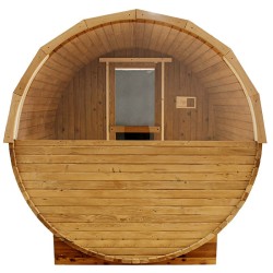 SAUNA OGRODOWA FIŃSKA BECZKA Z PIECEM ASKER-HG 4-6 OSOBOWA 210x240 CM