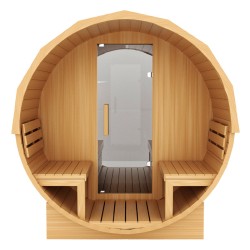 SAUNA OGRODOWA FIŃSKA BECZKA Z PIECEM TROMSO-FG 4-6 OSOBOWA 210x210 CM