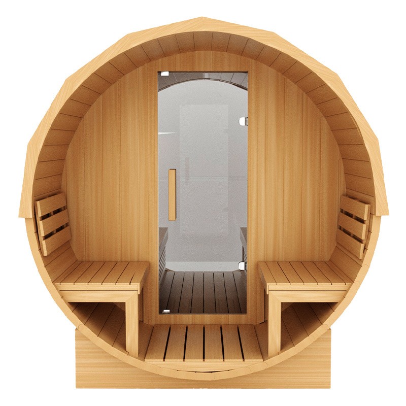 SAUNA OGRODOWA FIŃSKA BECZKA Z PIECEM TROMSO-FG 4-6 OSOBOWA 210x210 CM