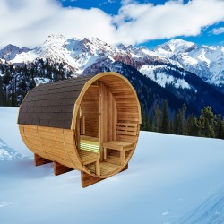 SAUNA OGRODOWA FIŃSKA BECZKA Z PIECEM TROMSO-HG 4-6 OSOBOWA 210x210 CM