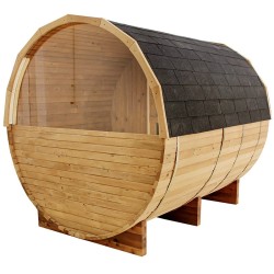 SAUNA OGRODOWA FIŃSKA BECZKA Z PIECEM TROMSO-HG 4-6 OSOBOWA 210x210 CM