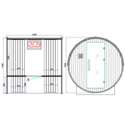 SAUNA OGRODOWA FIŃSKA BECZKA Z PIECEM TROMSO-HG 4-6 OSOBOWA 210x210 CM