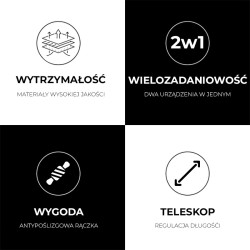 SZCZOTKA SKROBACZKA DO SAMOCHODU 2W1 TELESKOPOWA REGULOWANA THOR CZARNO-CZERWONA 87-122 CM