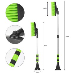 SZCZOTKA SKROBACZKA DO SAMOCHODU 2W1 TELESKOPOWA REGULOWANA VENOM CZARNO-ZIELONA 73-109 CM