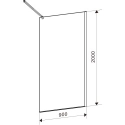 ŚCIANKA PRYSZNICOWA SH05C CZARNA 90 CM 8 MM