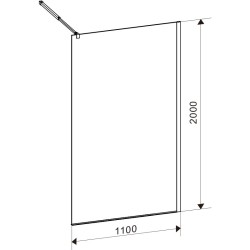 ŚCIANKA PRYSZNICOWA SH07E ZŁOTA 110 CM 8 MM