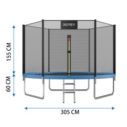 TRAMPOLINA OGRODOWA DLA DZIECI SKY 10FT CZARNO/NIEBIESKA 305 CM