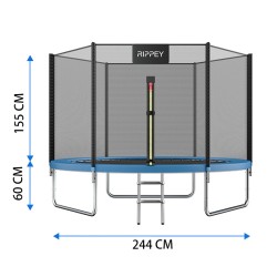 TRAMPOLINA OGRODOWA DLA DZIECI ZUMA 8FT CZARNO/NIEBIESKA 244 CM