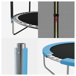 TRAMPOLINA OGRODOWA DLA DZIECI ZUMA 8FT CZARNO/NIEBIESKA 244 CM