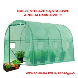 TUNEL OGRODOWY FOLIOWY SZKLARNIA 10m2 TF04G 4x2,5m ZIELONY SOLIDNY