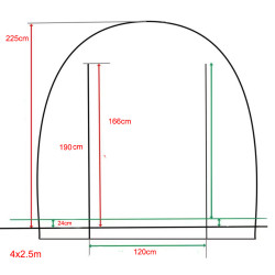 TUNEL OGRODOWY FOLIOWY SZKLARNIA 10m2 TF05G 4x2,5m ZIELONY SOLIDNY PODWÓJNE DRZWI