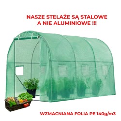 TUNEL OGRODOWY FOLIOWY SZKLARNIA 10m2 TF05G 4x2,5m ZIELONY SOLIDNY PODWÓJNE DRZWI