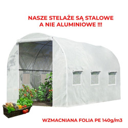 TUNEL OGRODOWY FOLIOWY SZKLARNIA 6m2 TF03W 3x2m BIAŁY SOLIDNY