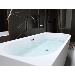 WANNA WOLNOSTOJĄCA PRZYŚCIENNA MERA 509A LEWA BIAŁA PRZELEW CHROM 140x75 CM