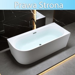 WANNA WOLNOSTOJĄCA PRZYŚCIENNA MERA 509A PRAWA BIAŁA PRZELEW CHROM 140x75 CM
