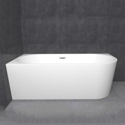 WANNA WOLNOSTOJĄCA PRZYŚCIENNA MERA 509B LEWA BIAŁA PRZELEW CHROM 150x75 CM