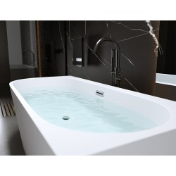 WANNA WOLNOSTOJĄCA PRZYŚCIENNA MERA 509B PRAWA BIAŁA PRZELEW CHROM 150x75 CM
