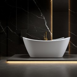 WANNA WOLNOSTOJĄCA RICA 513D BIAŁA PRZELEW ZŁOTA 180x80 CM