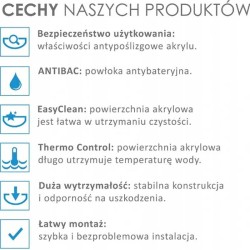 WANNA WOLNOSTOJĄCA VIANA 511C BIAŁA PRZELEW ZŁOTY 170x80 CM