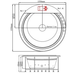 WANNA Z HYDROMASAŻEM DELLA 916 DO ZABUDOWY 155x155 CM