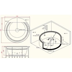 WANNA Z HYDROMASAŻEM DELLA 916 DO ZABUDOWY 155x155 CM