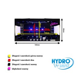 WANNA Z HYDROMASAŻEM IRIS 933B CZARNA FALA 160X84 CM